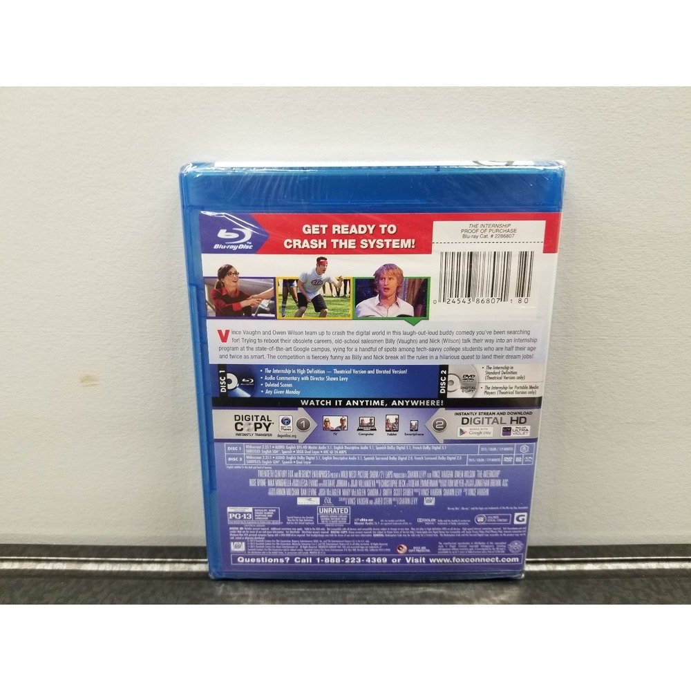 The Internship Blu-ray DVD Combo 20th Century Fox Movie Unrated New Sealed - Picture 3 of 4
